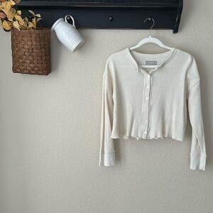 Everlane Waffle Knit Full Button Up